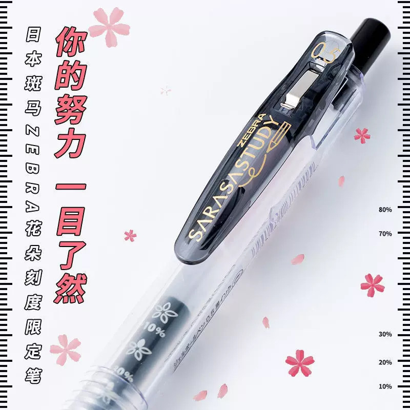 ZEBRA/斑马 JJ15学霸花朵自勉努力笔JJM88 学生用按动中性笔0.5mm