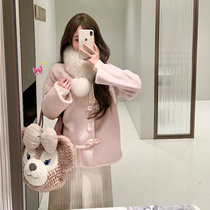 Lady style pregnant womens autumn and winter woolen coat two-piece set 2023 new temperament small fragrance double-sided woolen short coat