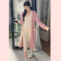 Lady-style pregnant womens winter imitation mink coat fashionable slimming tight knitted suspender skirt small fragrant style coat