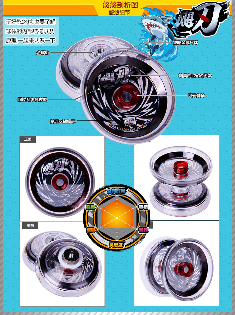 Yo-Yo Audi đôi khoan lửa vị thành niên vua 5 trong kim loại sáng bóng ice ngọn lửa S ngọn lửa yo-yo đồ chơi trẻ em