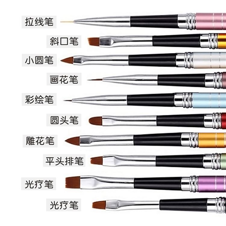 高档美甲笔刷套装全套10支装工具笔貂毛花瓣画花笔拉线彩绘笔包邮