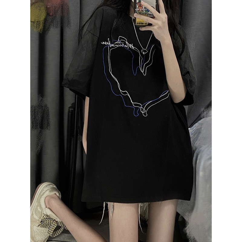 American retro fat mm short sleeve t-shirt female large size dinghy-country Chauded lovers design small crowdStreet blouses Summer