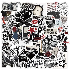 50 Y2K Black and White Planner Stickers, Waterproof, Cartoon, Cute, American Retro, High-End, DIY Creative Decorative Stickers