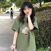 Pure cotton short sleeved t-shirt for girls aged 12, 15, junior high school students, high school students, spring and summer thin loose half sleeved top