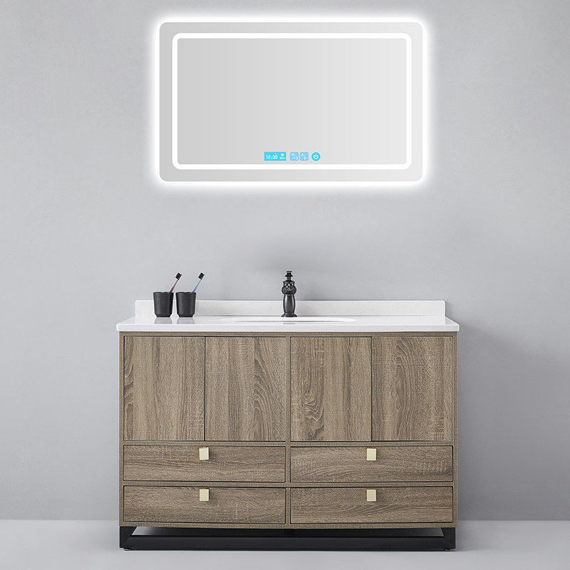 Nordic light luxury bathroom cabinet powder room washbasin washbasin cabinet floor-to-ceiling washstand solid wood bathroom vanity cabinet