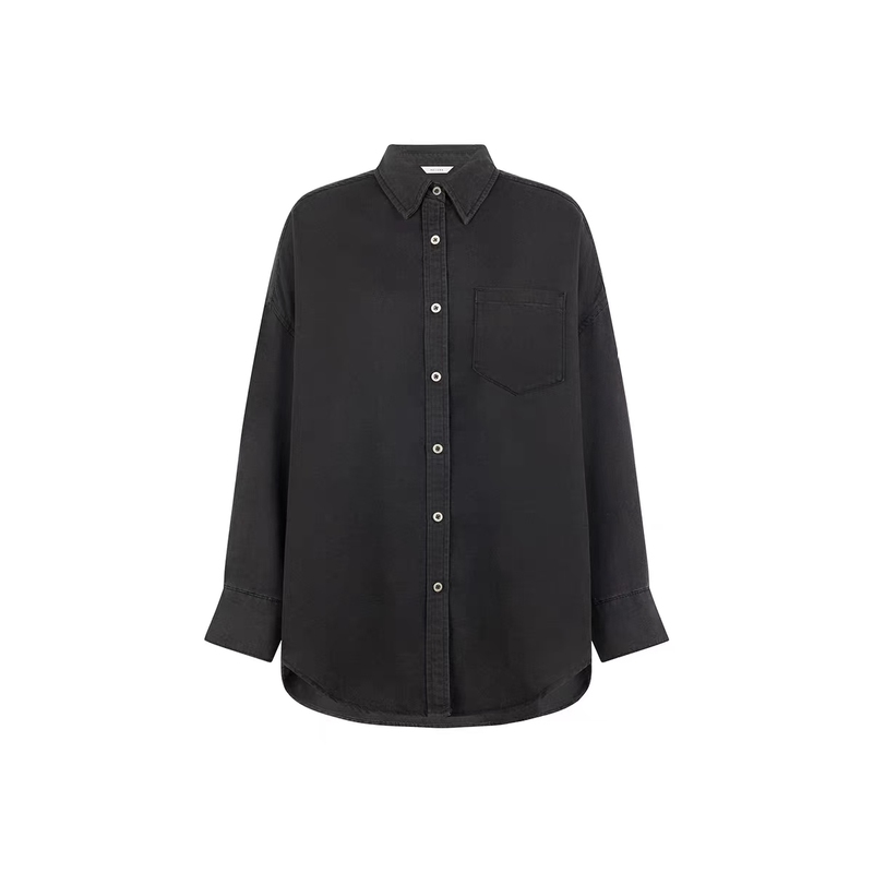 Feather Shirt Feather Shirt with Lyocell Blend, Long-Sleeved Black Shirt