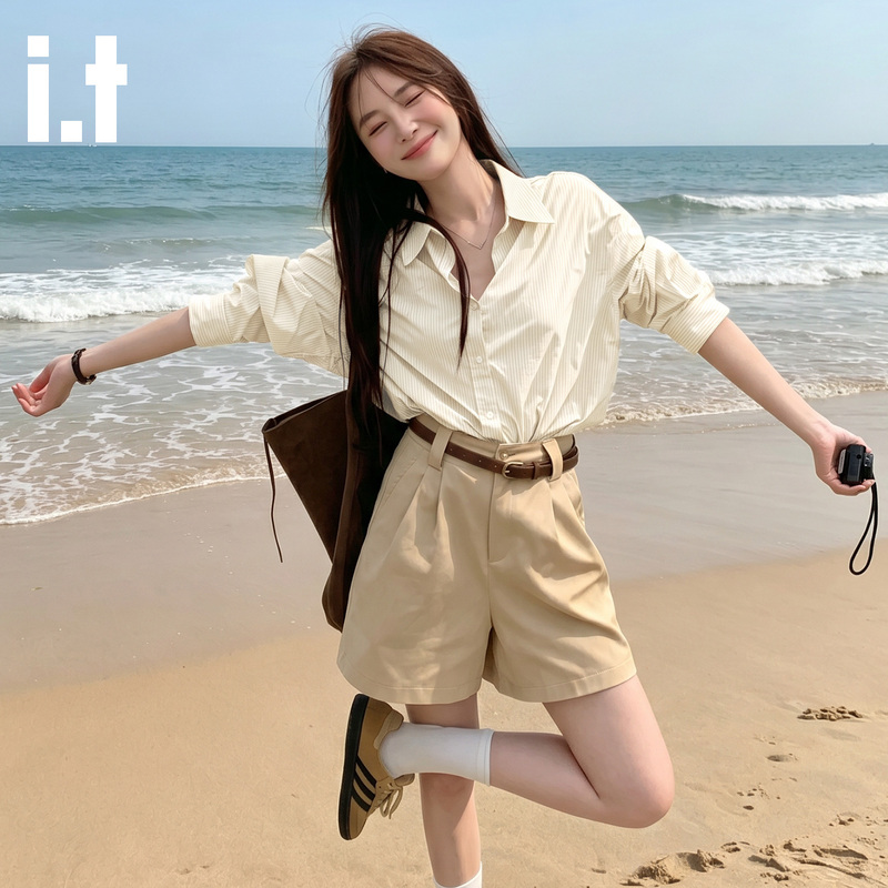 It Fingercroxx Ice Silk Shirt Women's Summer 2026 New Cool Lyocell Striped Shirt Thin a It Fingercroxx Ice Silk Shirt Women's Summer 2026 New Cool Lyocell Striped Shirt Thin a