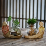 Зеленый бедный горшок стеклянный цветочный бутылка Прозрачная рабочая стола Творческий монах дзен свинг цветочный цветок