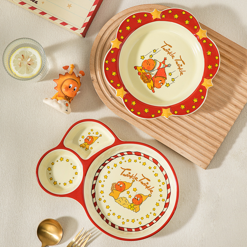 Star-Shaped Tableware Plate, Household Dining Plate, Dumpling Plate, Breakfast Plate, Divided Plate, Dessert Plate, Western Food Plate, Christmas Gift