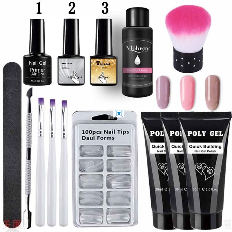 14pcs set Poly Gel Set LED Clear UV Gel Varnish Nail Polish