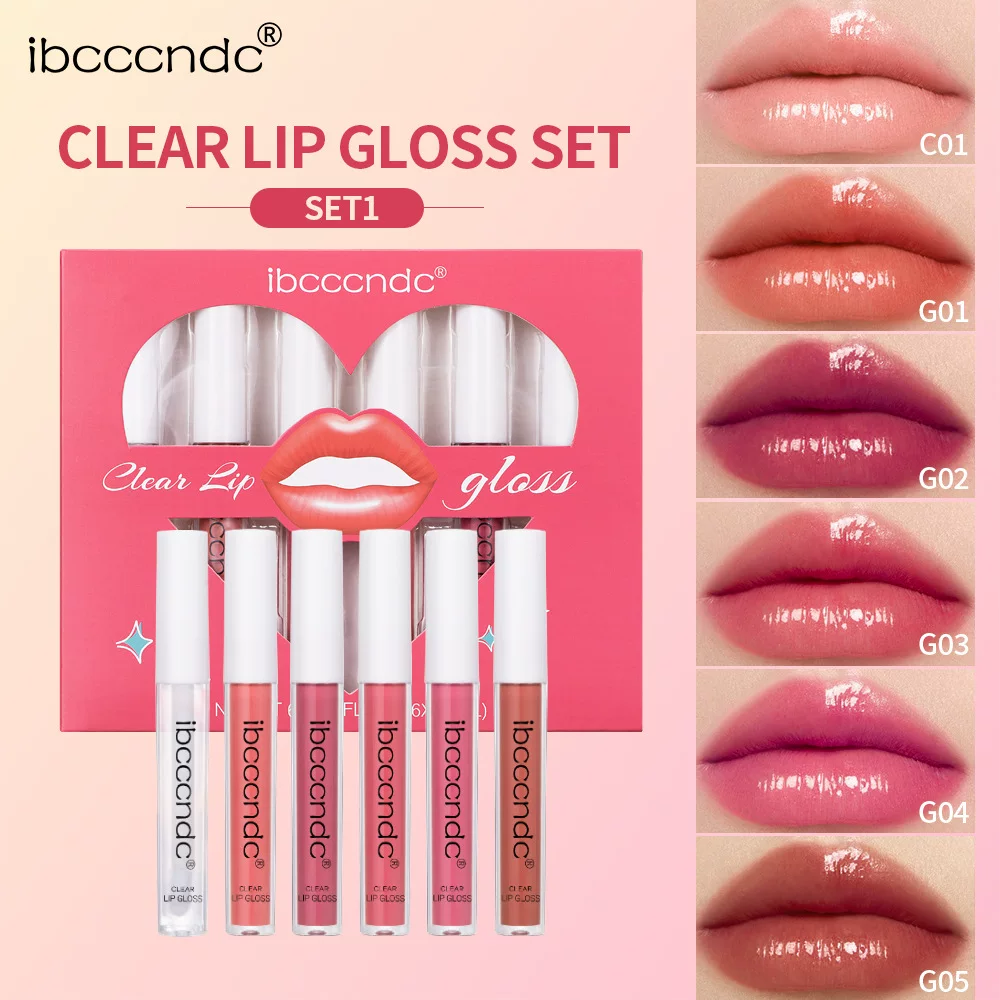 6 LIP GLOSS SET NON-Stick Matte Lip Gloss Set Gift Box