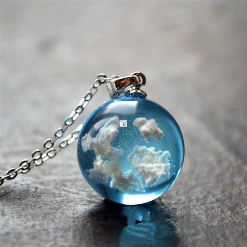 Chic Transparrent Resin the Rod Ball Moon pendant Necklace