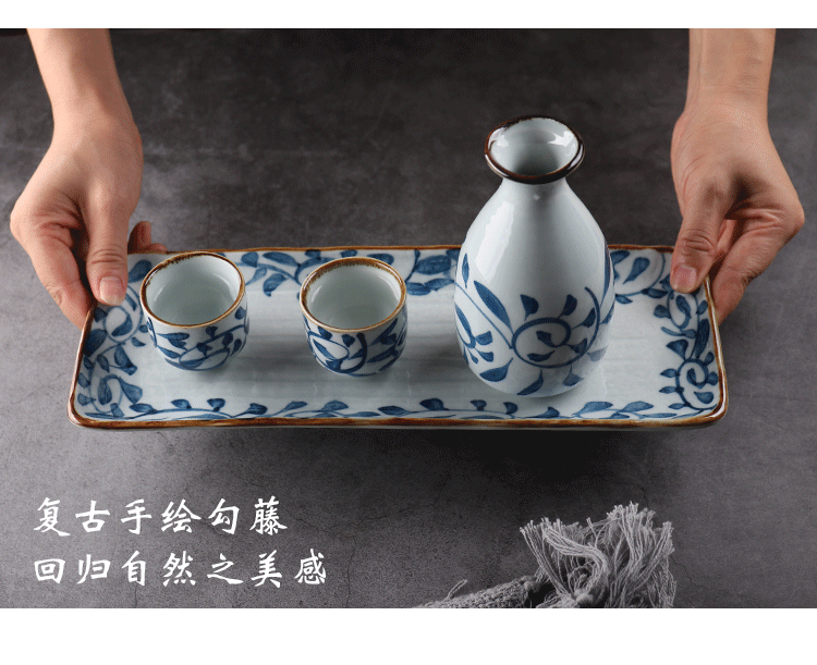 Rượu vang theo phong cách Nhật Bản chai rượu sake trắng tách rượu vang retro nhà đặt rượu với một bình nhỏ hông uống - Rượu vang ly uống rượu vang đỏ cao cấp