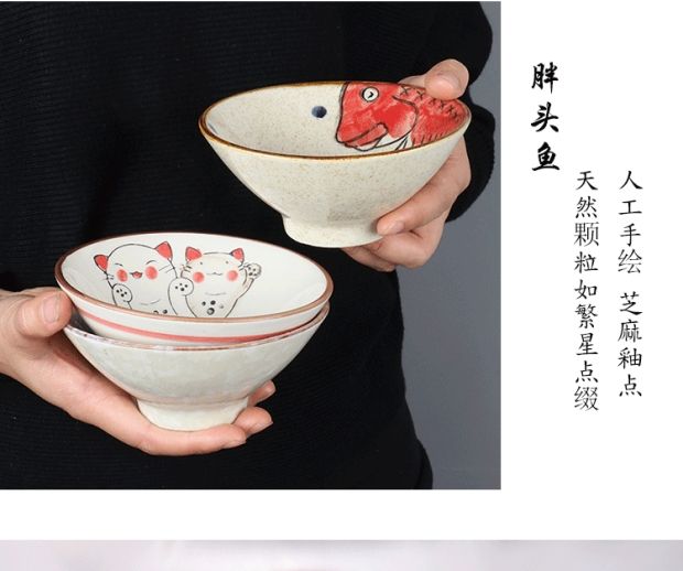 Bộ đồ ăn bằng gốm Nhật Bản màu nền vẽ tay cao 5 inch chân cao bát bát tráng miệng bát cơm gia đình bát nhỏ bát súp - Đồ ăn tối đĩa giấy dùng 1 lần