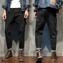 Jeans men autumn and winter red-ear tannins loose with Martin boots Tide brand size plus velvet padded workwear harlem pants