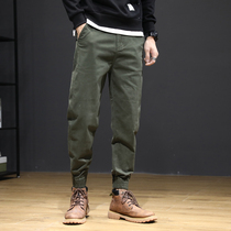 Army Green with Martin boots pants men autumn and winter men handsome ankle-length pants thick leg tooling casual loose Tide brand Harlan