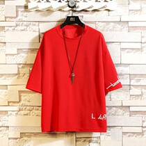 Red 50% sleeve t-shirt mans boomers loose 100 hitch a big code chubby design sensation ruffling handsome mans life the undershirt