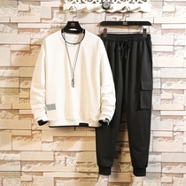 Autumn sweater suit mens two loose Korean trend handsome match youth Hip hop trend Korean version set