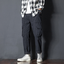 Spring workwear pants mens boomer straight cylinder loose big code 90% pants Korean version trendy uppie handsome casual mens pants