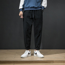Black jeans mens loose straight trendy brand autumn Japanese retro fat workwear Korean trend Haren pants men