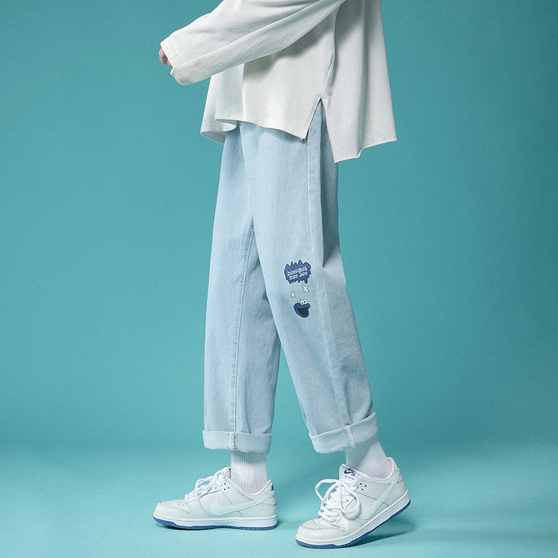 Light Blue Jeans for Women, Light-Colored Straight-Leg Loose Fit, Petite Student Wide-Leg 2026 New Style Pants for Women, Summer