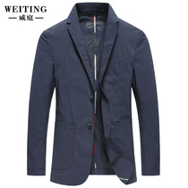 2021 autumn blue casual suit mens coat single piece Korean slim single-layer thin small suit mens coat