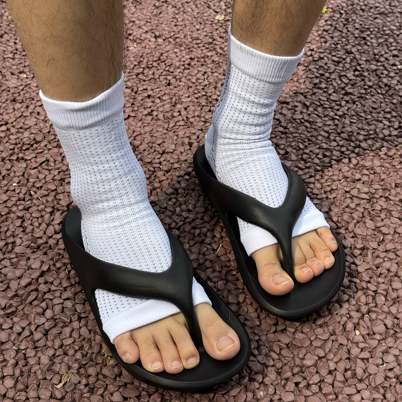 Summer New Mid-Calf Sports Compression Socks for Men and Women, Breathable Mesh Flip-Flop Socks, Anti-Abrasion Open-Toe Socks