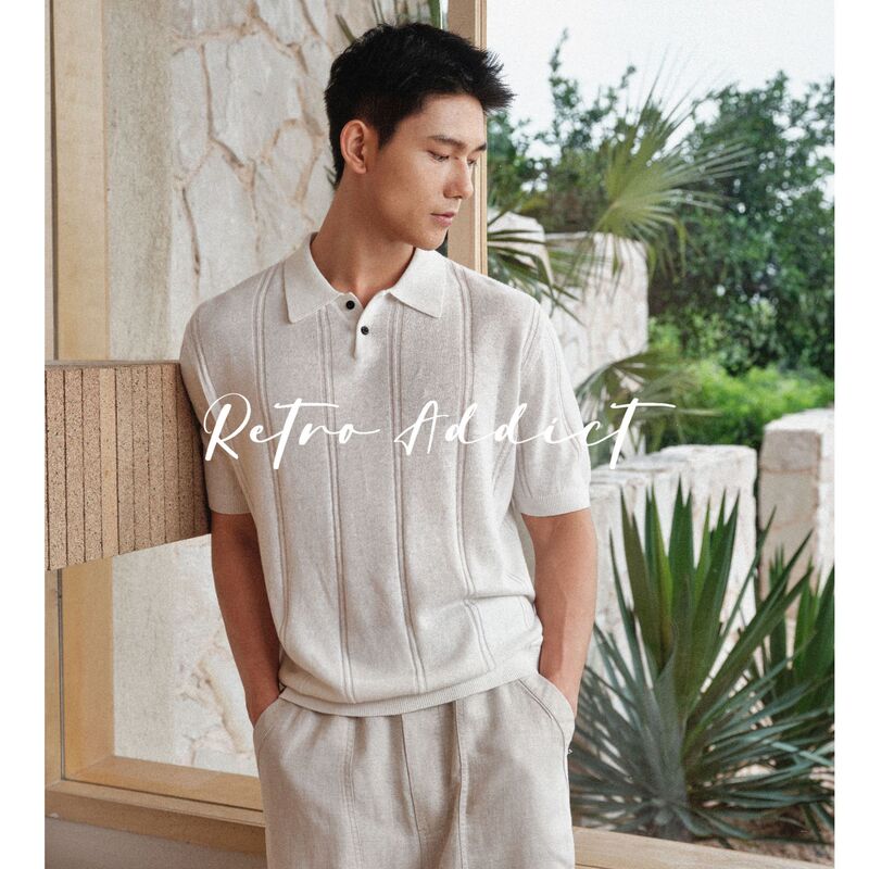 Retro Addict Men's Clothing with a Sense of Luxury, 55% Raindrop Linen, 45% Long-Staple Cotton Blend, Ribbed Polo Retro Addict Men's Clothing with a Sense of Luxury, 55% Raindrop Linen, 45% Long-Staple Cotton Blend, Ribbed Polo