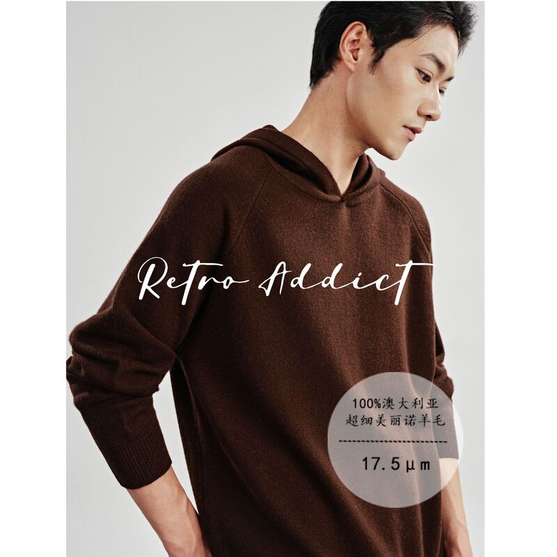 Lifelong Luxury Care | Retro Addict 100% Australian Superfine Merino Wool Relaxed Hooded Sweatshirt Sweater