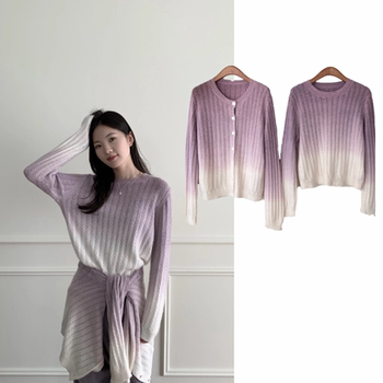 Purple gradient right shoulder wool cardigan pullover crewneck sweater 2025 autumn and winter new exquisite premium wool sweater Purple gradient right shoulder wool cardigan pullover crewneck sweater 2025 autumn and winter new exquisite premium wool sweater