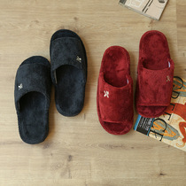 Japan-ROK Good Lovers Winter Coral Suede Floor Home Home men and women Dew Head Indoor Flat Bottom Warm Cotton Slippers