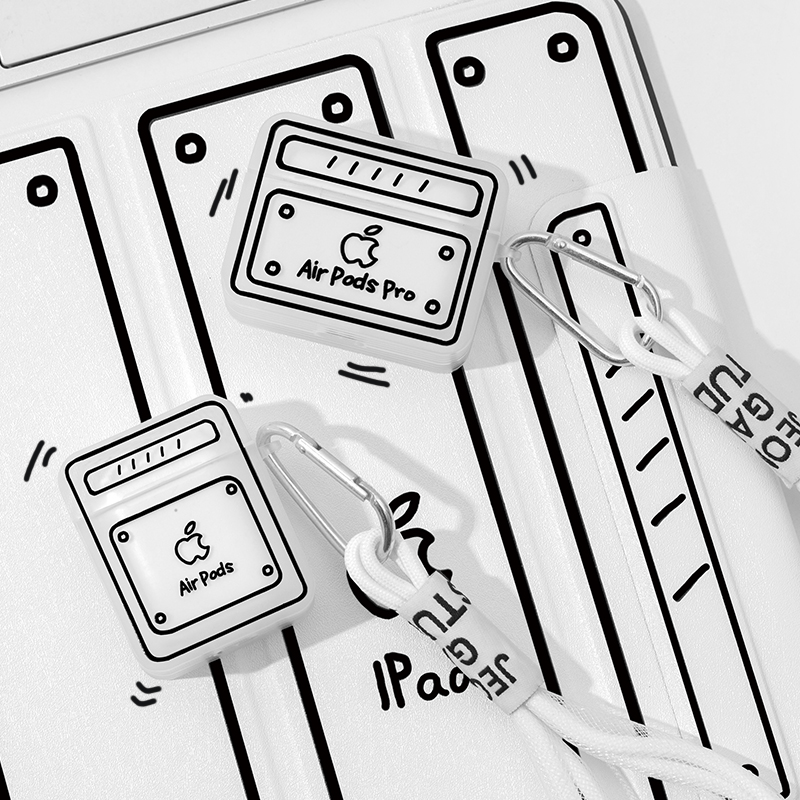 Secondary meta-airpods2 protective sleeve silicon drilling square application Apple wireless headphone pro shell 3 generations frosted white through