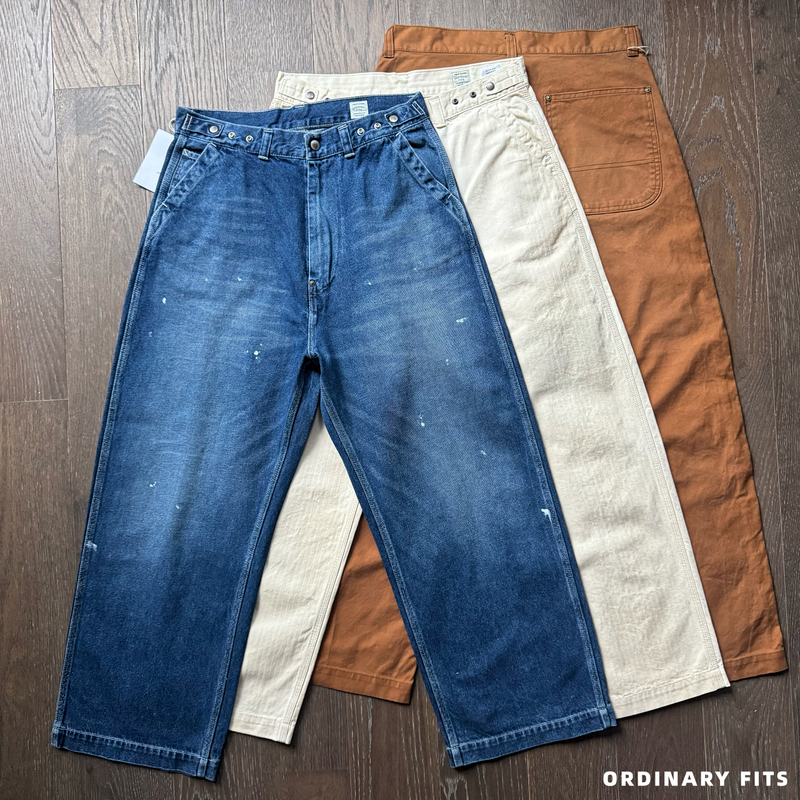 In Stock Ordinary Fits Japanese-Made 180 Loose Bell Pants Vintage Washed Denim Casual Trousers
