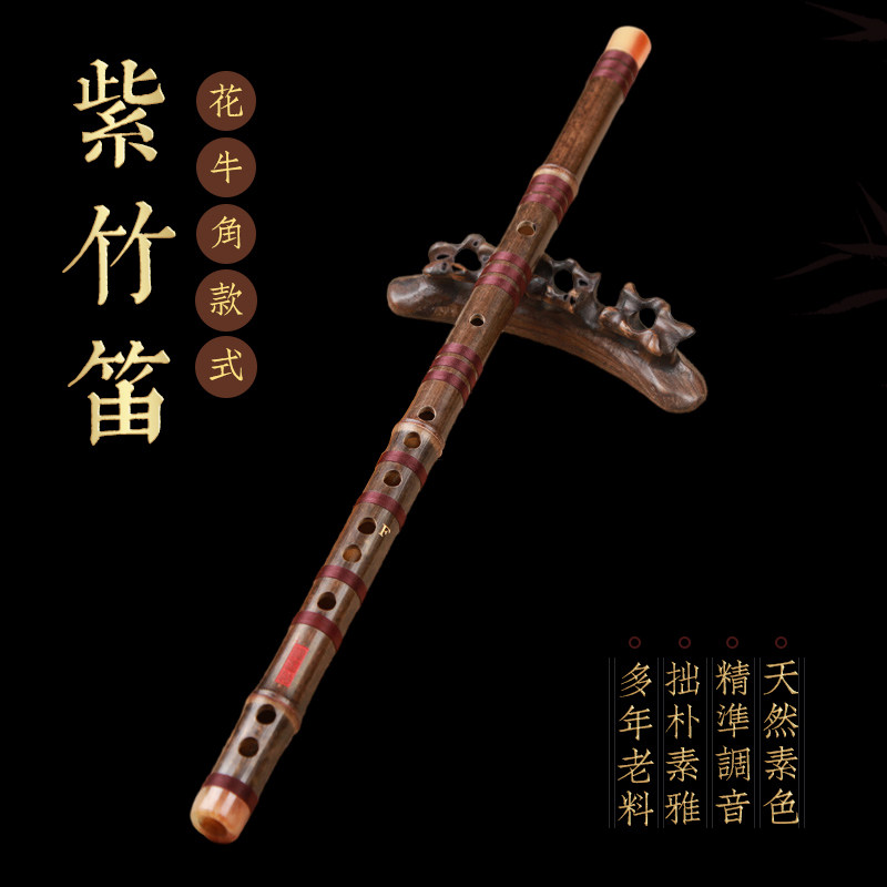 Gospel Difloral Horn Starter Purple Bamboo Flute Cross Flute Adult Beginology Teaching With Flute cross flute whole zilles instrument
