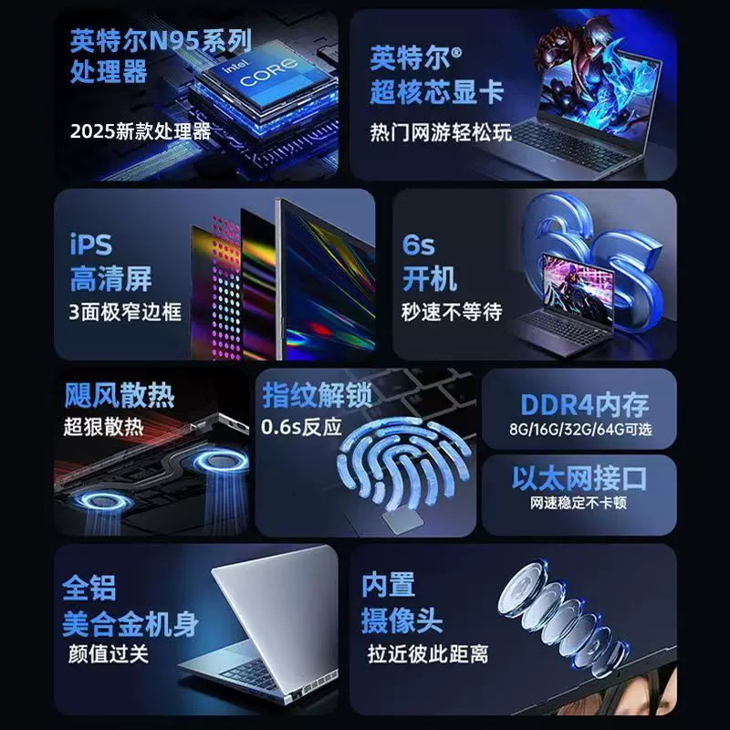 Light and thin design gaming laptop, intel core i9, 15.6 inch