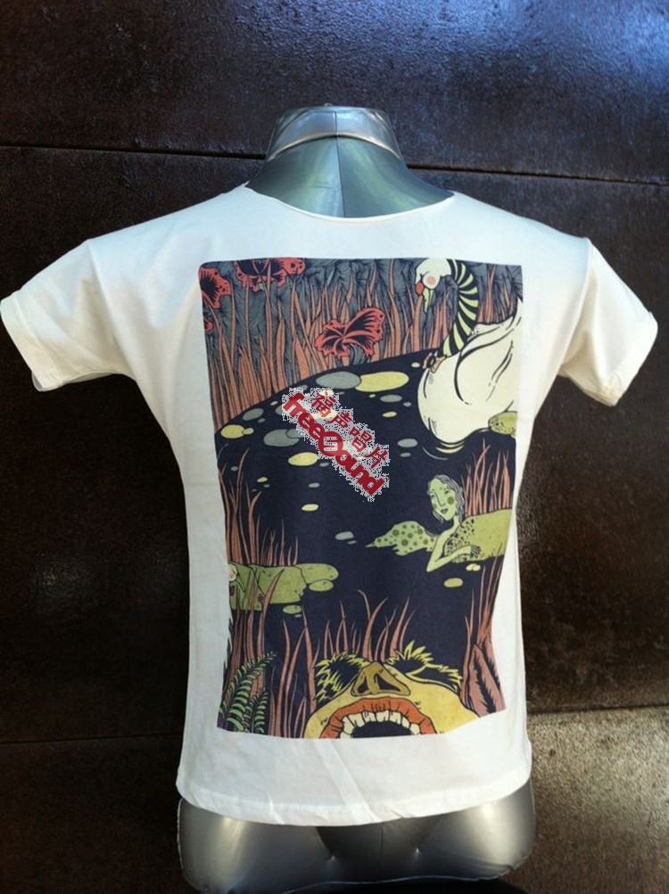 Independent Designer Brand Yongqing Yong Illustration Series T - shirt Swan Lekaga Cotton Chinese Wind