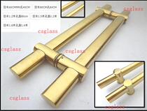 Oval flat tube golden handle frameless glass door handle framed sliding door clothing store KTV ground Spring