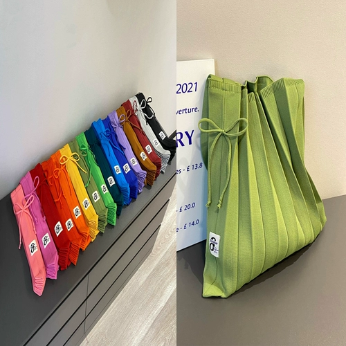 Брендовый южнокорейский товар, складная цветная портативная трикотажная сумка на одно плечо для школьников