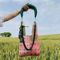 Темно-зеленая тонкая полоска-цепочка с хлопковым наполнителем (без сумки)