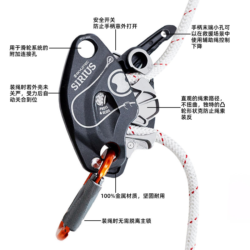 SKYLOTEC斯泰龙Sirius天狼星SPARK火花下降器：攀岩安全新标杆！