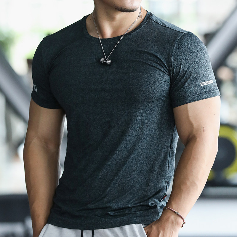 Sports short-sleeved T-shirt men's summer self-cultivation high-elastic muscle breathable sweat-absorbing quick-drying training fitness running top