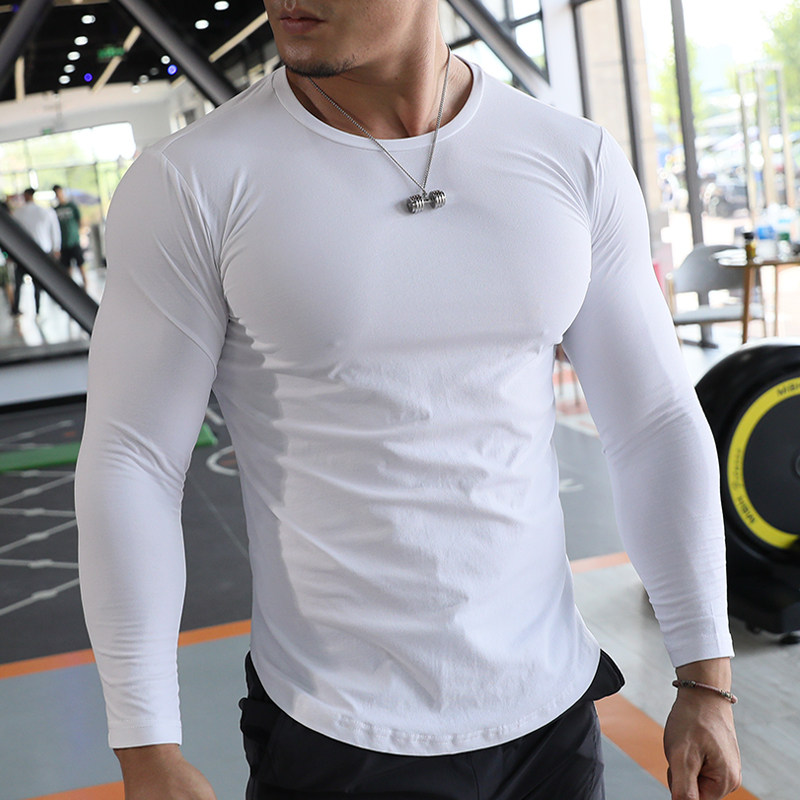 Autumn and winter long-sleeved fitness clothes men's high-elastic quick-drying running basketball exercise sports tights fitness coach top