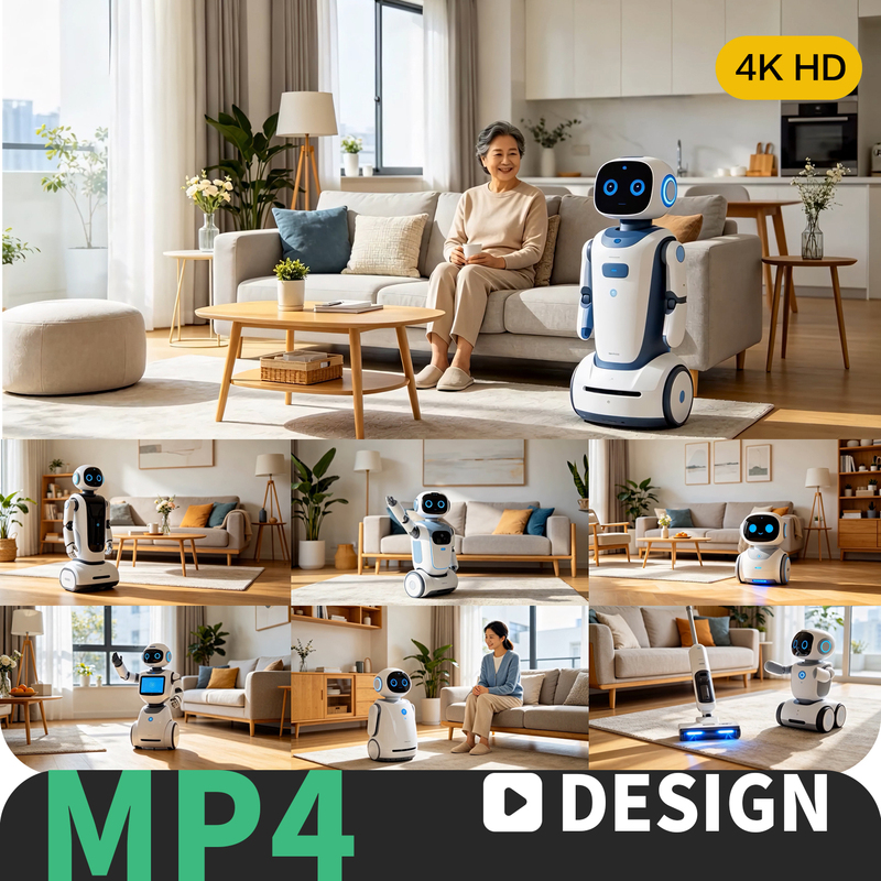 Intelligent Home Service Robot, Life Assistant, Modern Home Robot, Elderly Care Video Material