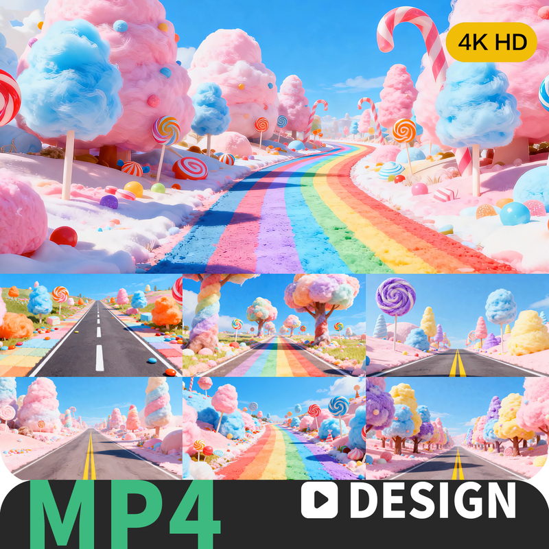 Cartoon Fantasy Candy Paradise Rainbow Highway Marshmallow Fairy Tale World Children's Performance Background Video Material Cartoon Fantasy Candy Paradise Rainbow Highway Marshmallow Fairy Tale World Children's Performance Background Video Material