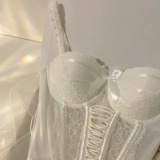 Майка топ, сексуальный кружевной корсет, V-образный вырез