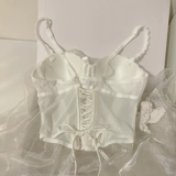 Майка топ, сексуальный кружевной корсет, V-образный вырез