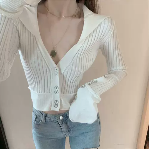 Осенний белый трикотажный брендовый свитер, 2020, в западном стиле, по фигуре, популярно в интернете