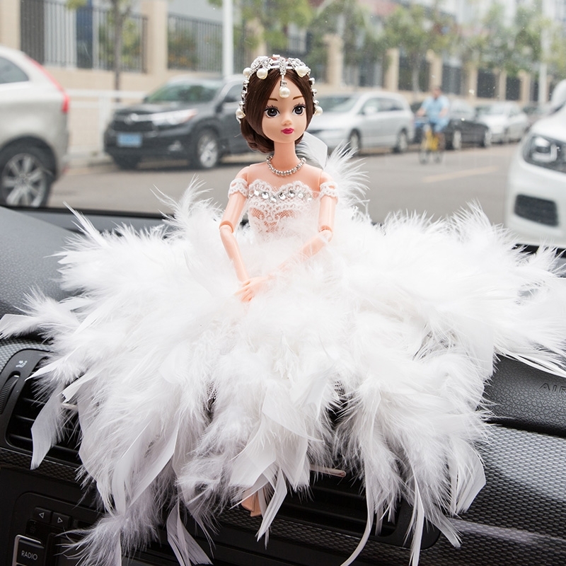 Cute Lace Wedding Dress Doll Car Interior Pint Swing Piece Car Barbie Interior Decoration Accessories Car Accessories