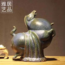 New Chinese style Tang three-color horse-to-success ceramic ornaments Modern living room TV cabinet Bogu rack soft decoration home accessories
