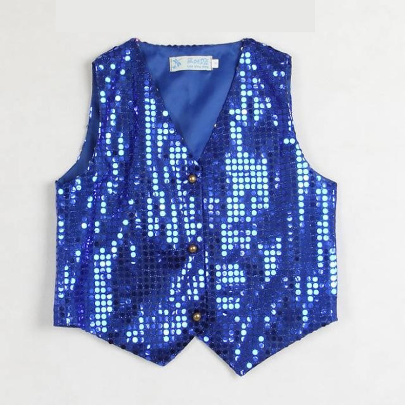 Trẻ em sequins vest dành cho người lớn jazz jazz biểu diễn múa hiện đại chương trình khiêu vũ vest bé trai sân khấu đạo cụ